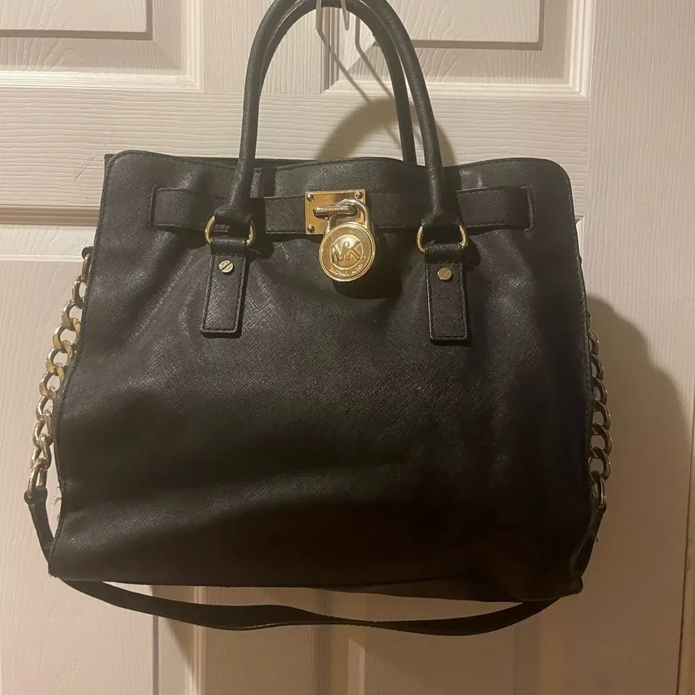 MICHAEL KORS Hamilton Saffiano Leather Black Satchel/shoulder bag.